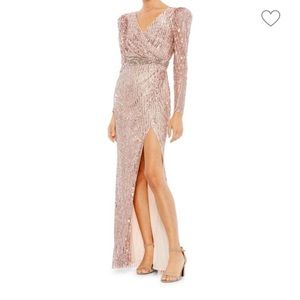MAC DUGGAL Puff Sleeve Sequin Gown